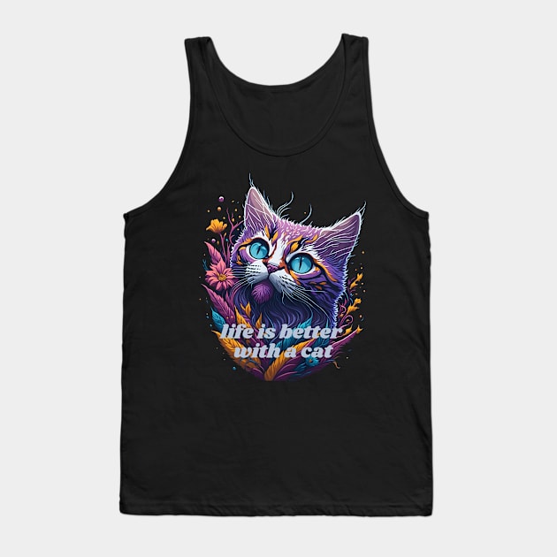 Life is better with a cat splash art Tank Top by karma-stuff